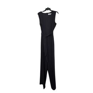 Eliza J Black Faux Wrap Belted Jumpsuit‎ Wide Leg Size 16 NWT Women's